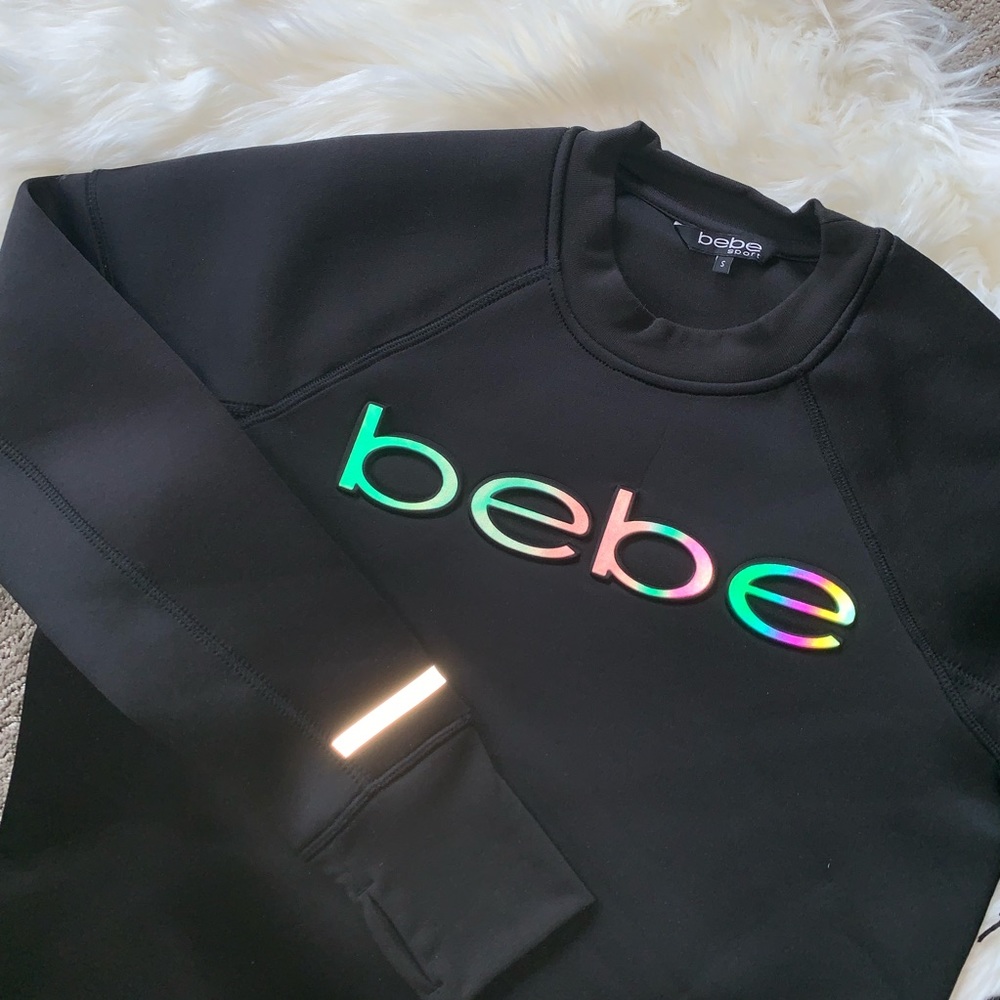 Bebe sport holographic reflective scuba sweatshirt